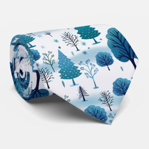 Cravate Wonderland d'hiver bleu et blanc