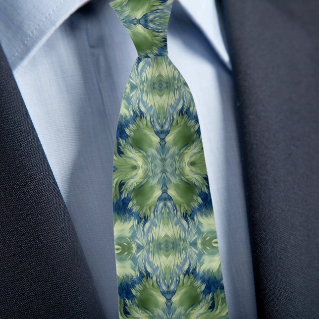 Cravate X vert flou sur motif abstrait en denim (Créateur téléchargé)