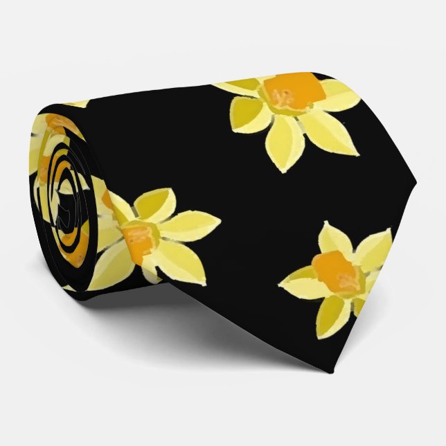 Cravate Yellow daffodil flowers seamless (Roulé)