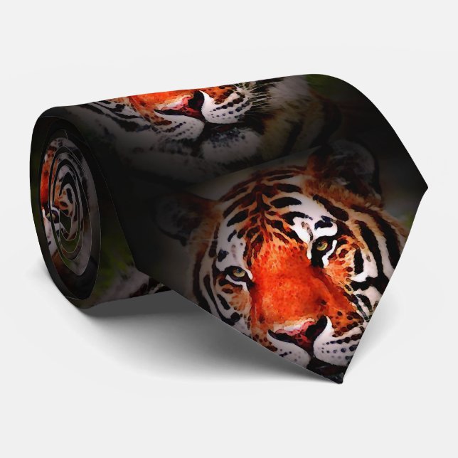 Cravate Yeux de tigres sauvages (Roulé)