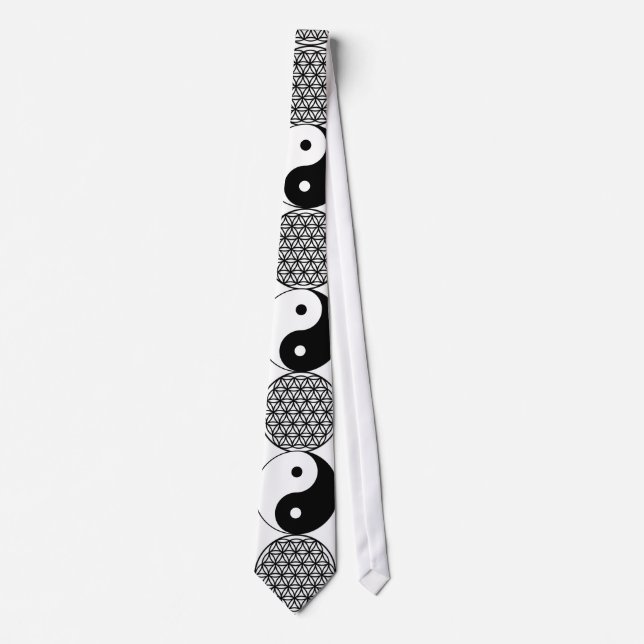Cravate Yin Yang - fleur de vie (Devant)
