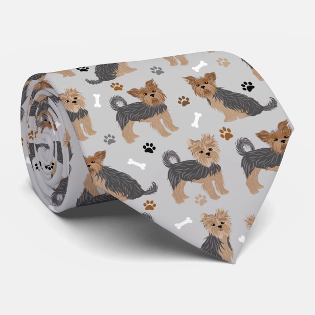Cravate Yorkshire Terrier Paws et Bones Yorkie Chien (Roulé)
