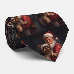 Cravate Yorkshire Terrier Santa Claus Festive Noël