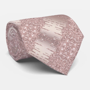 Cravate Your Party Neck Tie Rose Gold Blush Glitter Drips