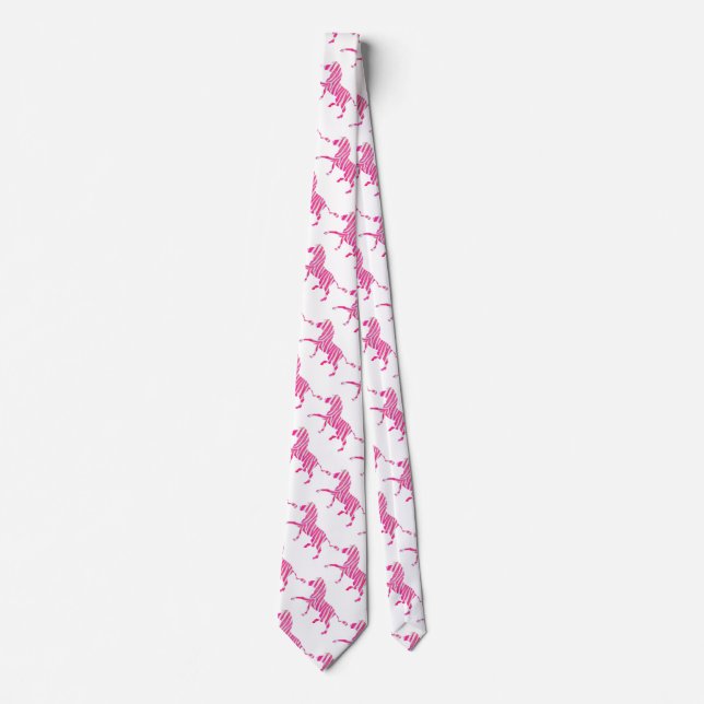 Cravate Zebra Hot rose et blanc Silhouette (Devant)