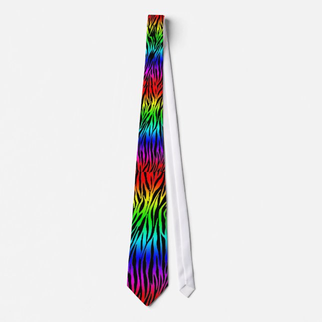 CRAVATE Zebra Print RAINBOW NEON RAVE (Devant)