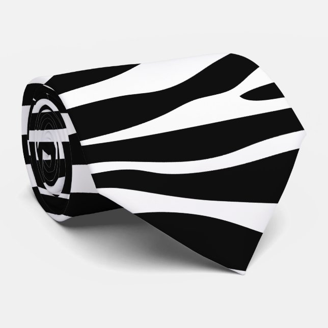 Cravate Zebra Print, Zebra Stripes, Noir Et Blanc (Roulé)