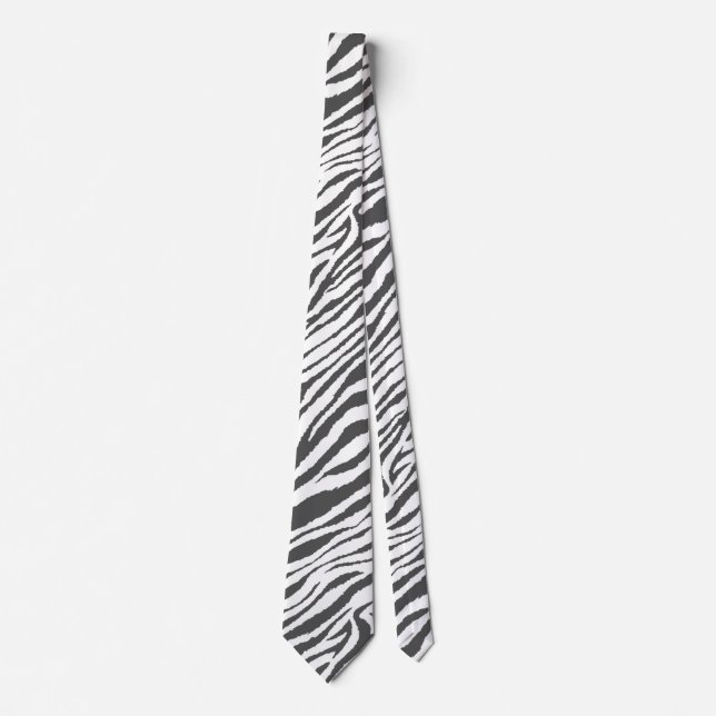 CRAVATE ZEBRA STRIPE BLANC ET NOIR (Devant)