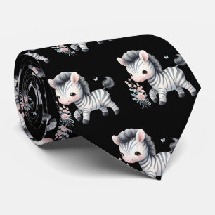 Cravate Zèbres mignons modernes noir et blanc