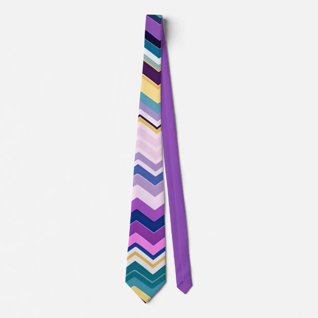 Cravate Zig Zagging Pastel Violet Motif rétro (Devant)