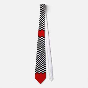 Cravate Zigzag blanc et noir rouge peu commun de Chevron