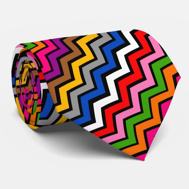 Cravate Zigzag multicolore Chevron Design noir (Créateur téléchargé)