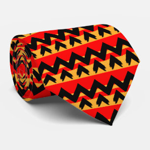 Cravate Zigzag Stripe rouge Motif d'or noir