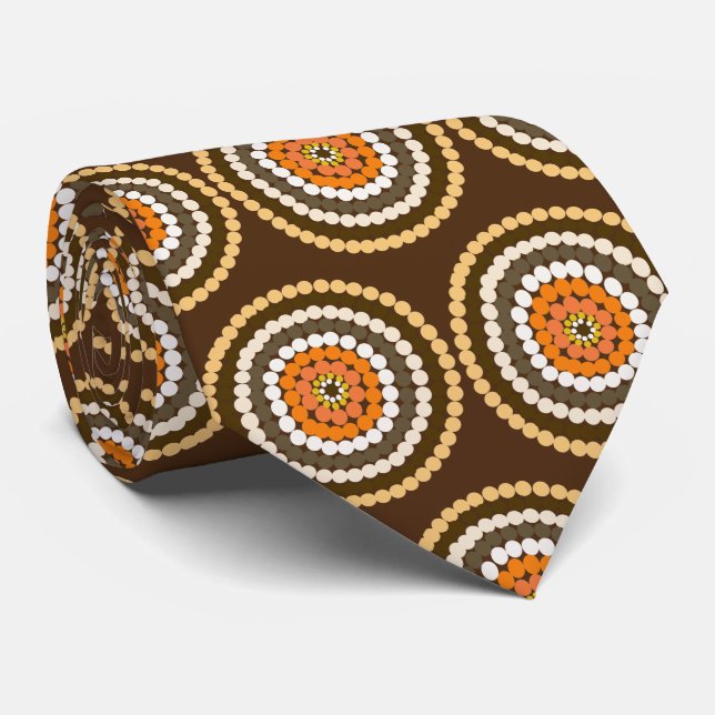 Cravate Zones Brown Et Oranges, (Roulé)