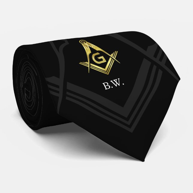 Cravates maçonniques Monogram Black Gold | Cadeaux (Roulé)