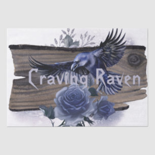 Craving Raven Bird Blue Rose Whimsical Decoupage Tissue Paper