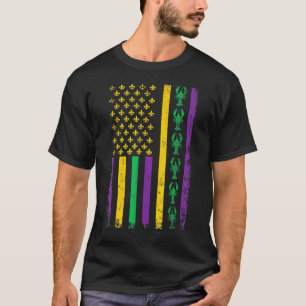 Crawfish American Flag Mardi Gras Men Women T-Shirt