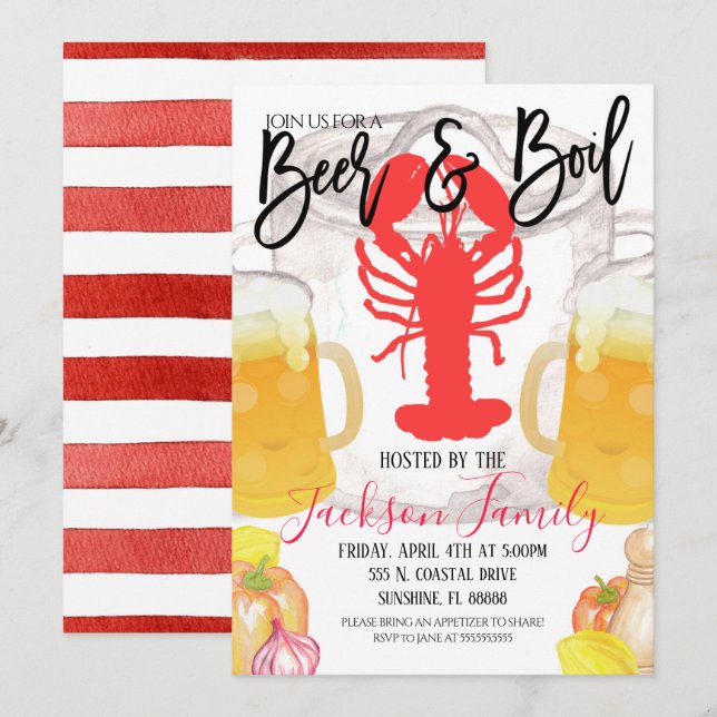 Crawfish Beer and Boil Invitation (Front/Back)