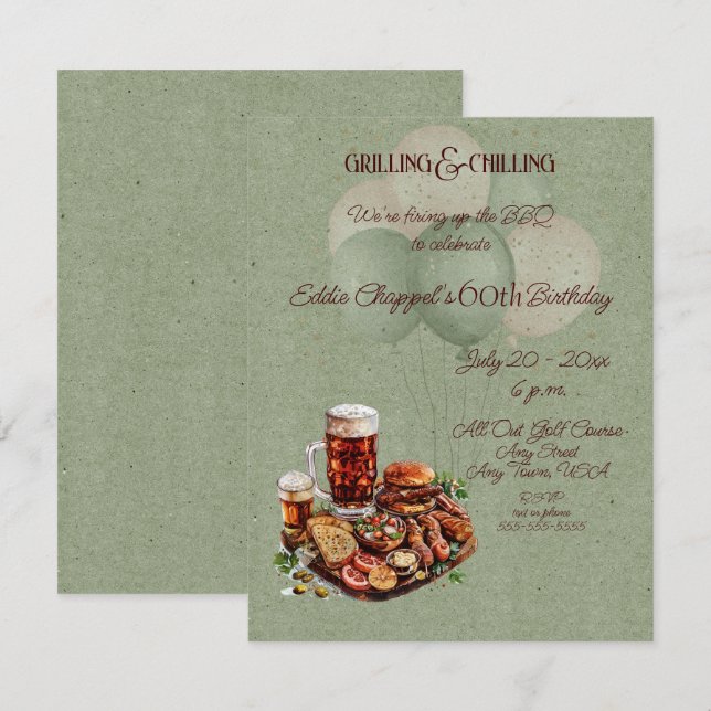 Crawfish Boil 60th Birthday Invitation (Front/Back)