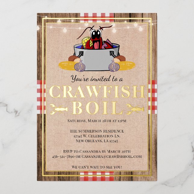 Crawfish Boil Annual Family Party Rustic Picnic (Front)