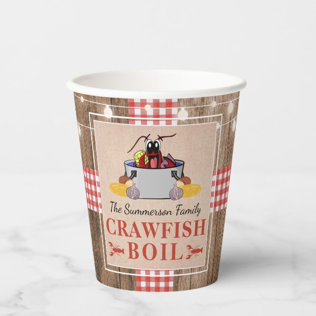Crawfish Boil Annual Family Party Rustic Picnic Paper Cups (Front)