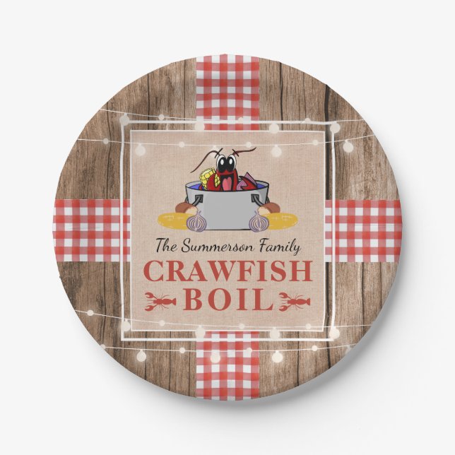 Crawfish Boil Annual Family Party Rustic Picnic Paper Plate (Front)