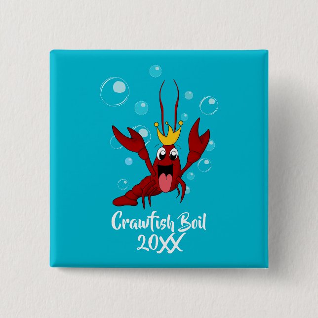 Crawfish Boil Annual Family Reunion Party 2 Inch Square Button (Front)
