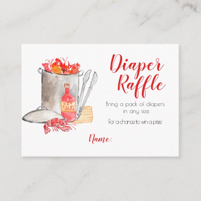 Crawfish boil babyshower diaper raffle card (Front)