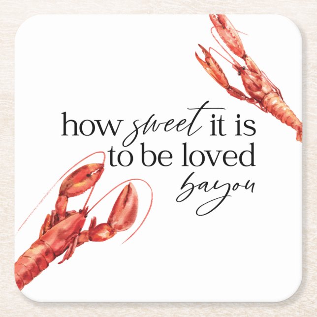Crawfish Boil Bayou Square Paper Coaster (Front)