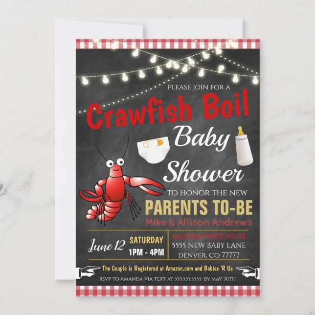 Crawfish Boil Beer Baby Shower Invitation (Front)