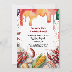 Crawfish Boil Birthday Party For Adults  Invitation