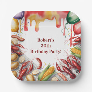 Crawfish Boil Birthday Party For Adults Paper Plate