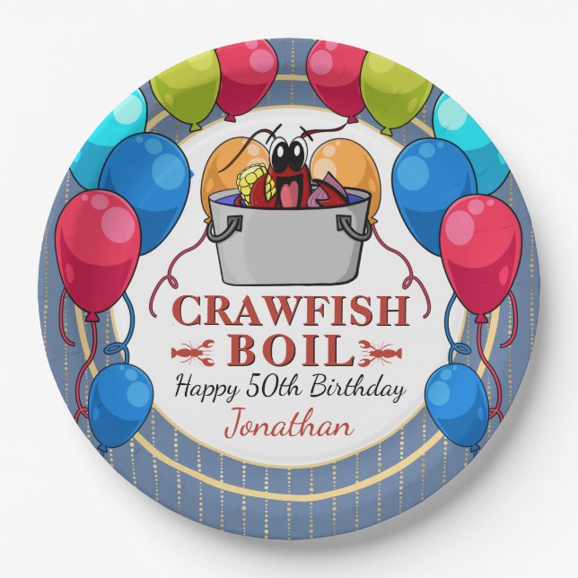 Crawfish Boil Birthday Party Paper Plate (Front)