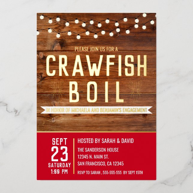 Crawfish Boil Couples Engagement Party Invitation (Front)