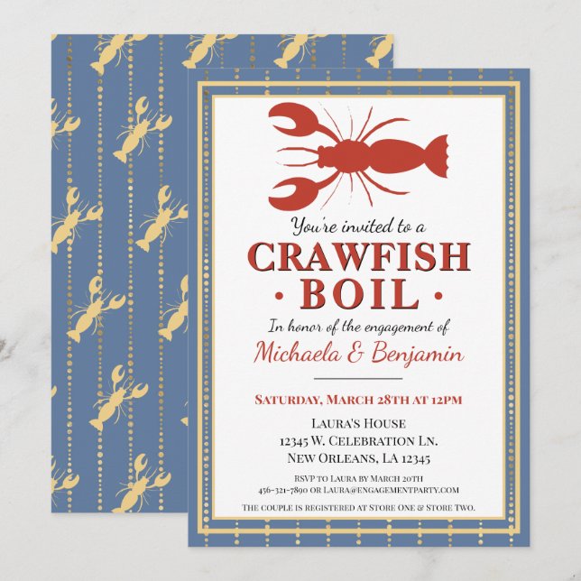 Crawfish Boil Couples Engagement Party Invitation (Front/Back)