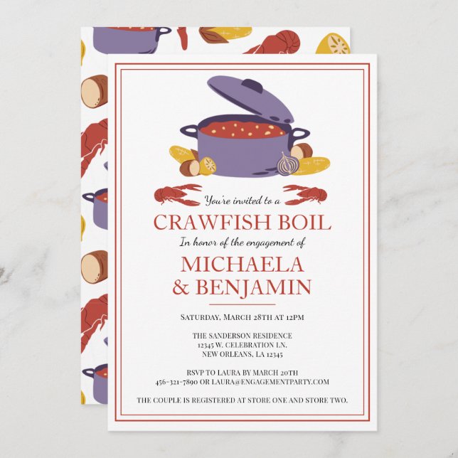 Crawfish Boil Couples Shower Engagement Party Invitation (Front/Back)