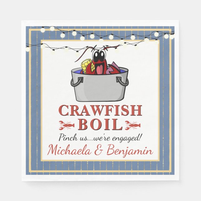 Crawfish Boil Couples Shower Engagement Party Napkin (Front)