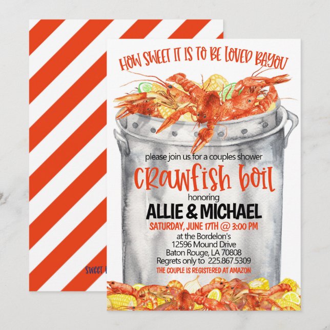 Crawfish Boil Couples Shower Invitation (Front/Back)