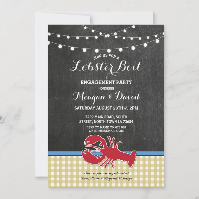 Crawfish Boil Engagement Check Party Lobster Invitation (Front)