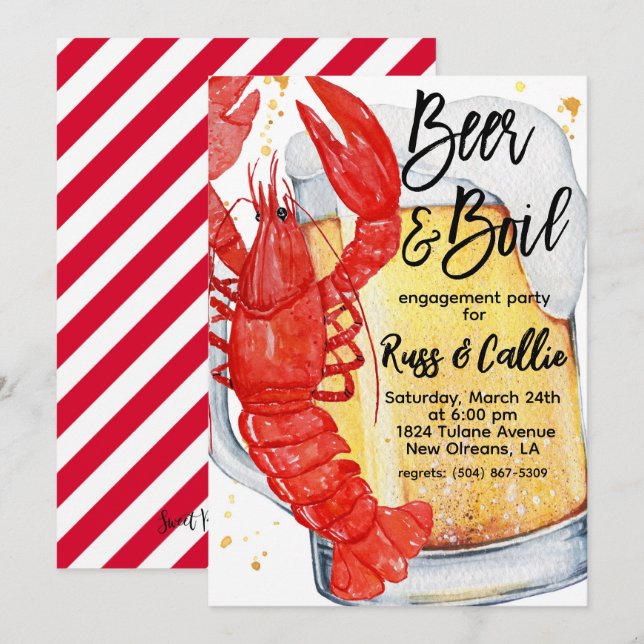 Crawfish Boil Engagement Party Invitation (Front/Back)