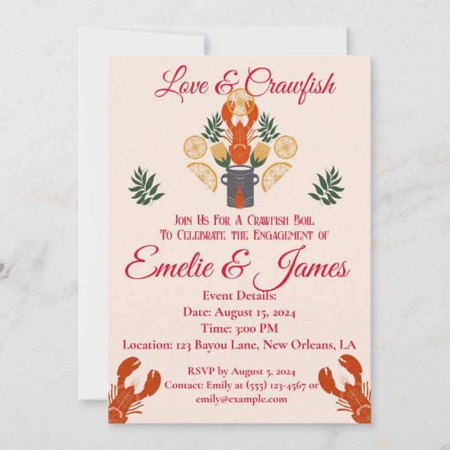 Crawfish Boil Engagement Party – Seafood Cookout  Invitation (Front)