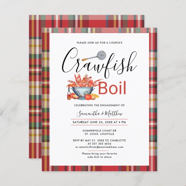 Crawfish Boil Engagement Seafood Party Invitation (Front/Back)