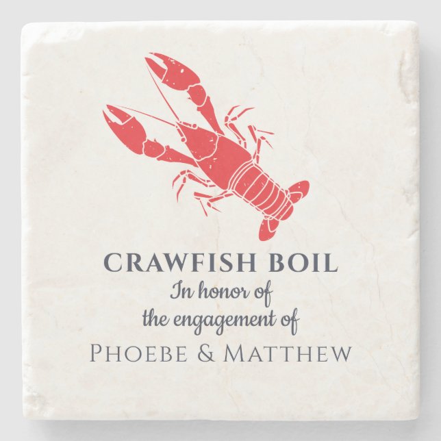 Crawfish Boil Engagement Seafood Party Stone Coaster (Front)