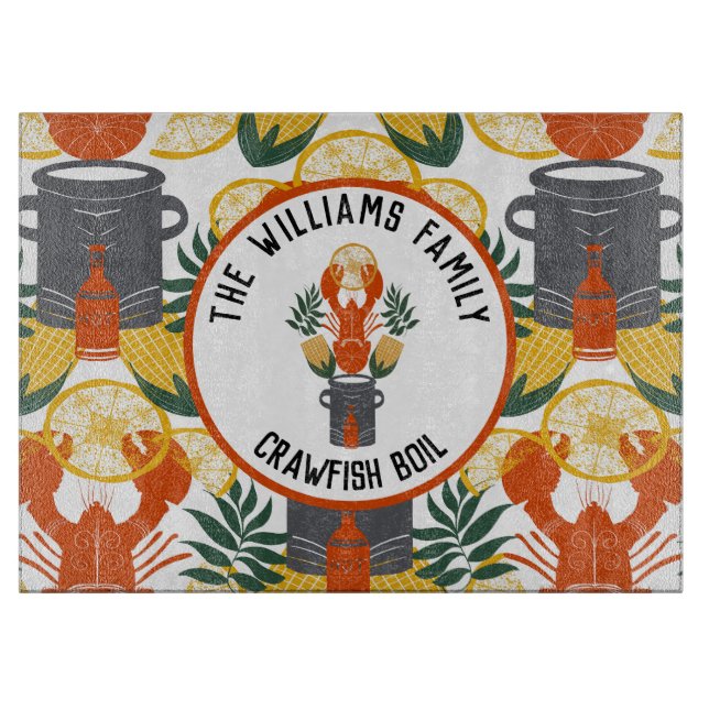 Crawfish Boil Family Cutting Board (Front)