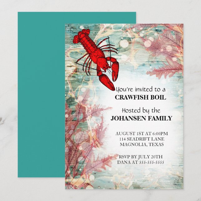 Crawfish Boil Fruits de mer Invitation de fête d'é (Devant / Derrière)