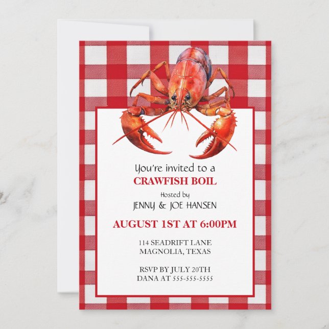 Crawfish Boil Fruits de mer Invitation de fête d'é (Devant)