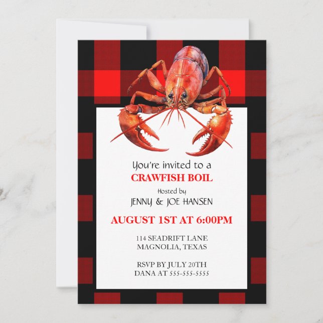 Crawfish Boil Fruits de mer Invitation de fête d'é (Devant)