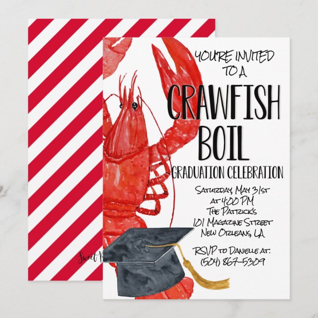 Crawfish Boil Graduation Invitation (Front/Back)