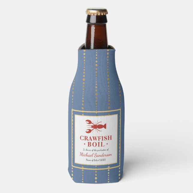 Crawfish Boil Graduation Party Bottle Cooler (Bottle Front)