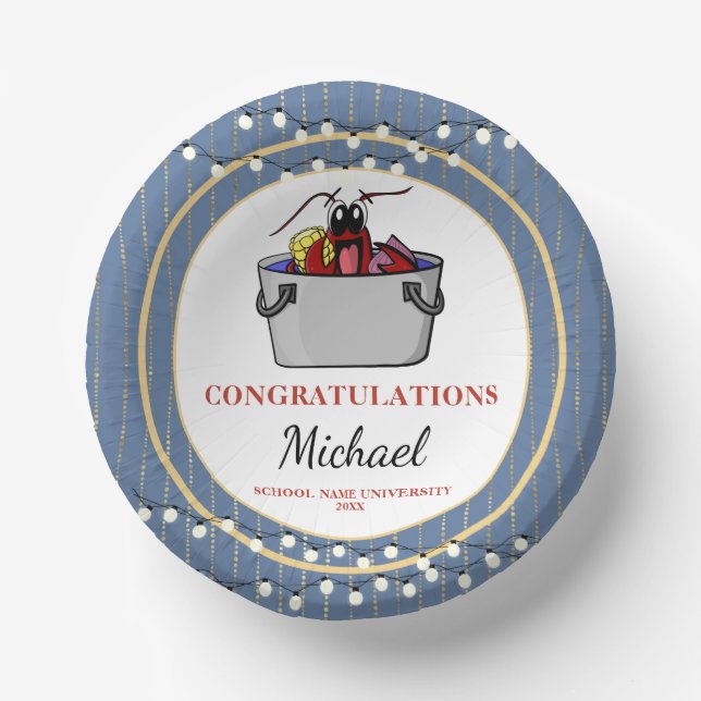 Crawfish Boil Graduation Party Paper Plate (Front)